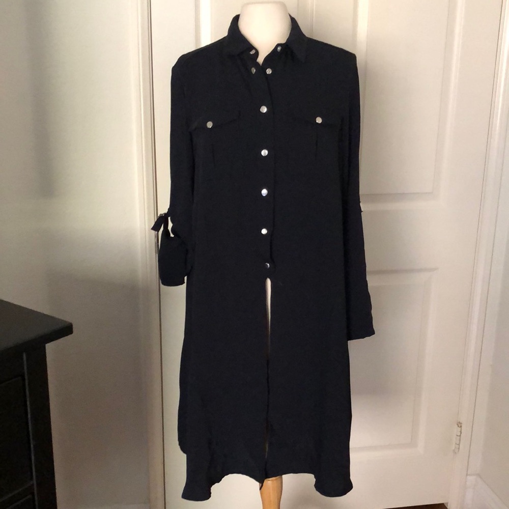 Zara front open bottom long shirt